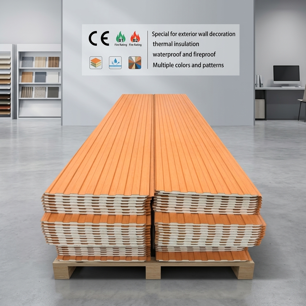 Wall Panel Steel Polyurethane Sandwich Panel Insulated Fire Resistant Eco-Friendly Contemporary Structural Exterior Outdoor