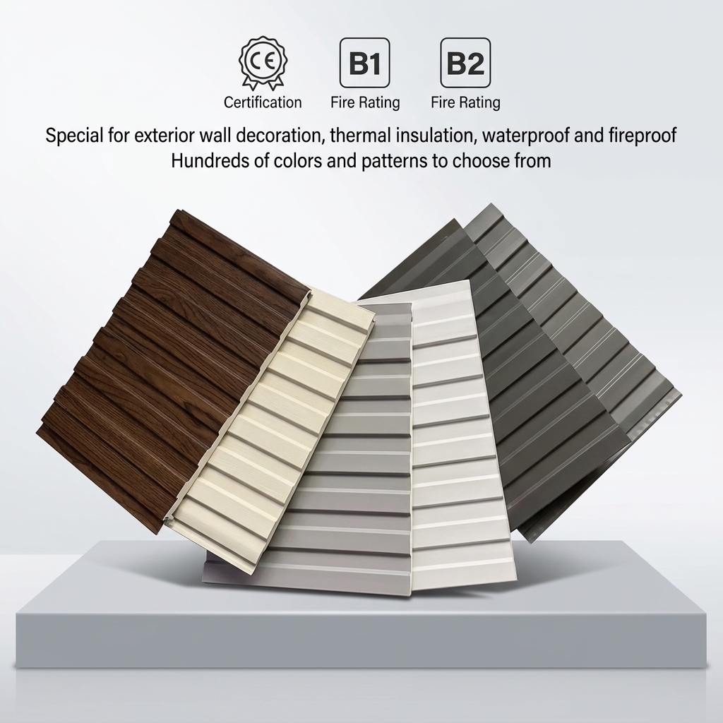 Wall Panel Steel Polyurethane Sandwich Panel Insulated Fire Resistant Eco-Friendly Contemporary Structural Exterior Outdoor