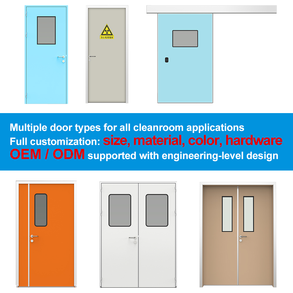 Custom Aluminum Cleanroom Door Lightweight Airtight Hospital Laboratory Pharmaceutical Workshop Clean Room OEM ODM Factory