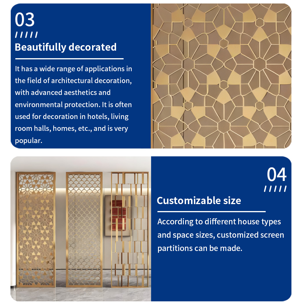 Modern Laser Cut Room Partitions Stainless Steel Screeners &amp; Room Dividers Wall Panels Divider Room Steel Wall Partition