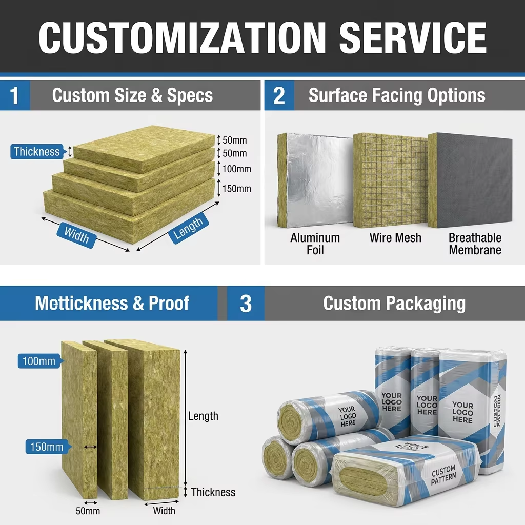 Modern Eco-Friendly Square Fireproof Rock Wool Board Panels Heat Preservation Sound Insulation Roof Wall Sheet For Office