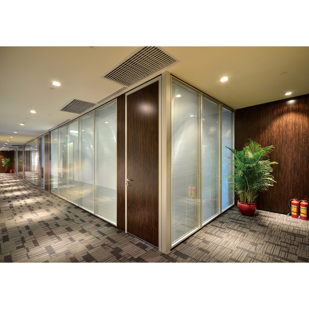 Metallo-Double glass partition with blinds