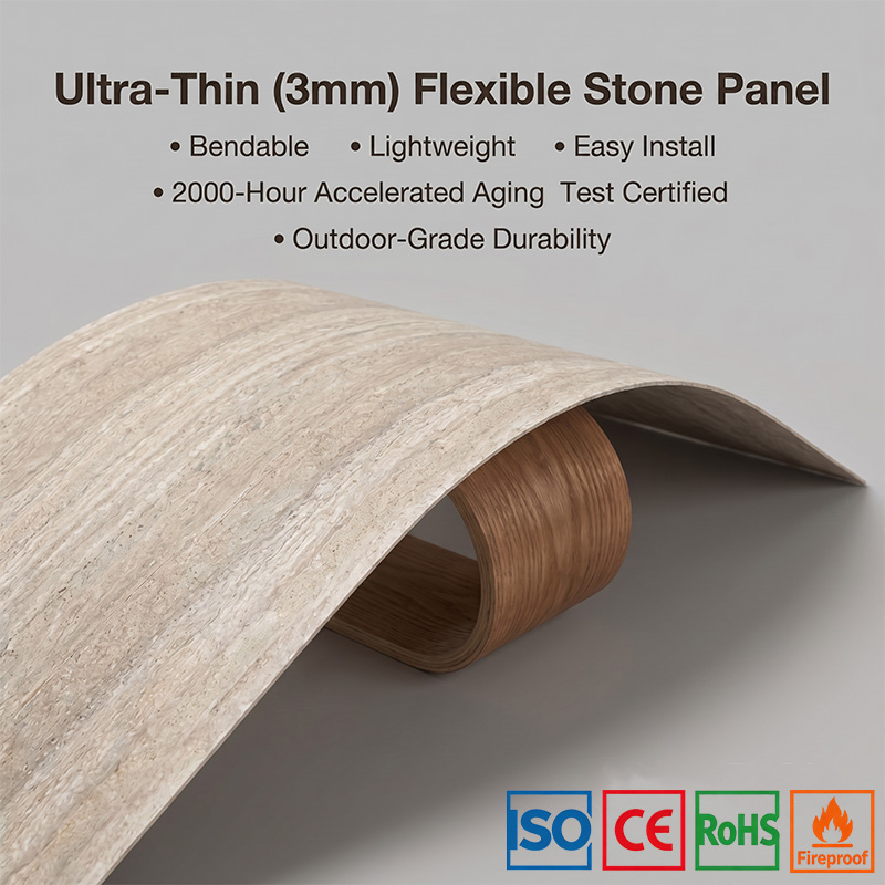 Custom Texture MCM Flexible Stone Panel Waterproof Wall Cladding for Private Label Building Brands OEM Projects