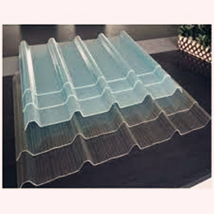 Industrial UV Resistant FRP Trapezoid Wave Roofing Sheets Blue Fiberglass Smooth Grit Finish Mold Technique Cutting Bending