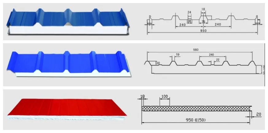 SIP Wall Roofing Tile EPS/PU/PIR/PUR/Puf/Polyurethane Metal Sandwich Panel