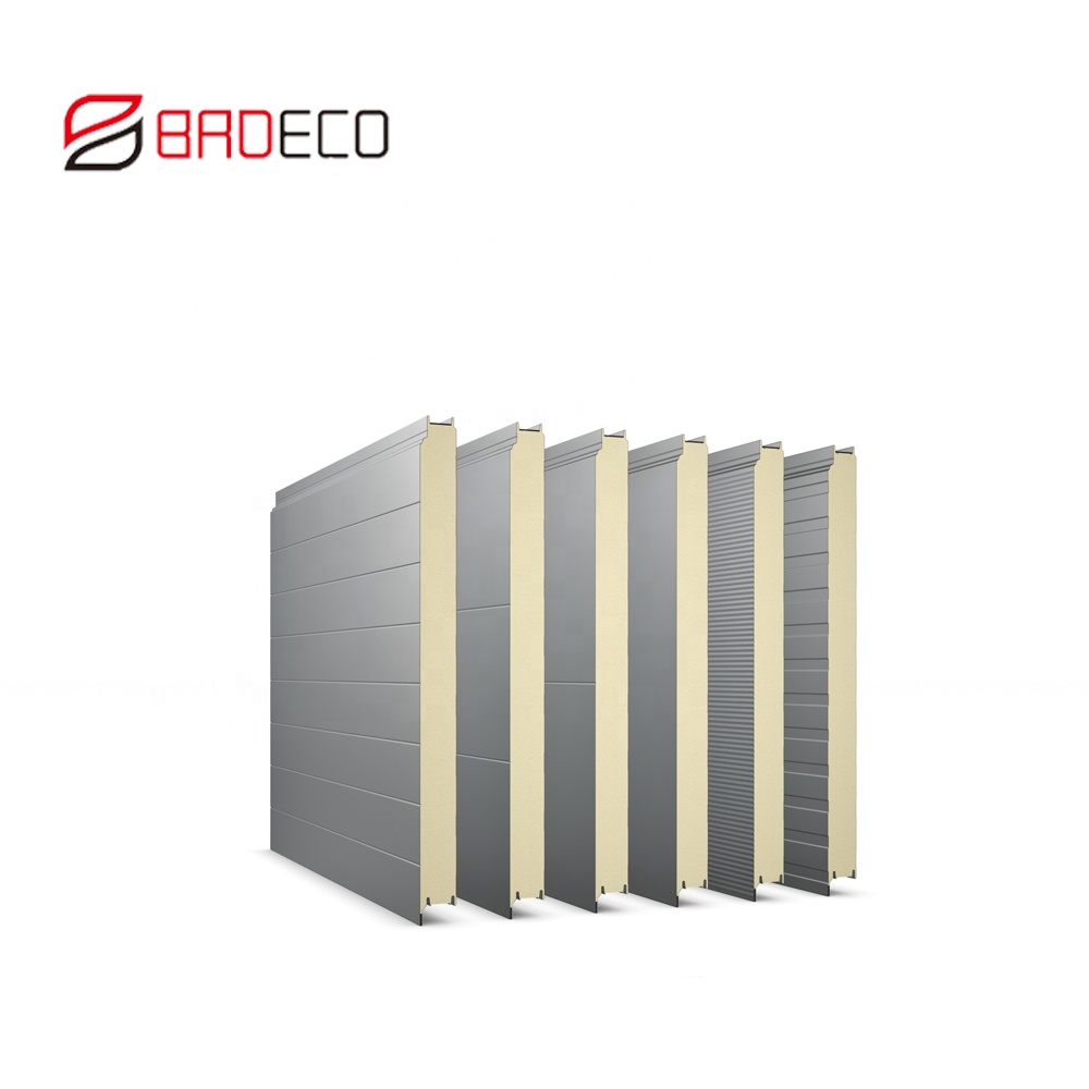 Easy To Install Seamless Connection Insulated Wall Metal PU Sandwich Panels For Exterior Interior