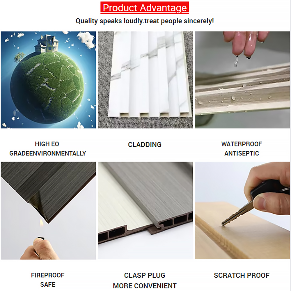 WPC Modern Exterior Wall Cladding Panels Outdoor Decorative Waterproof Fireproof Soundproof Anti-static Heat Insulation Commerce