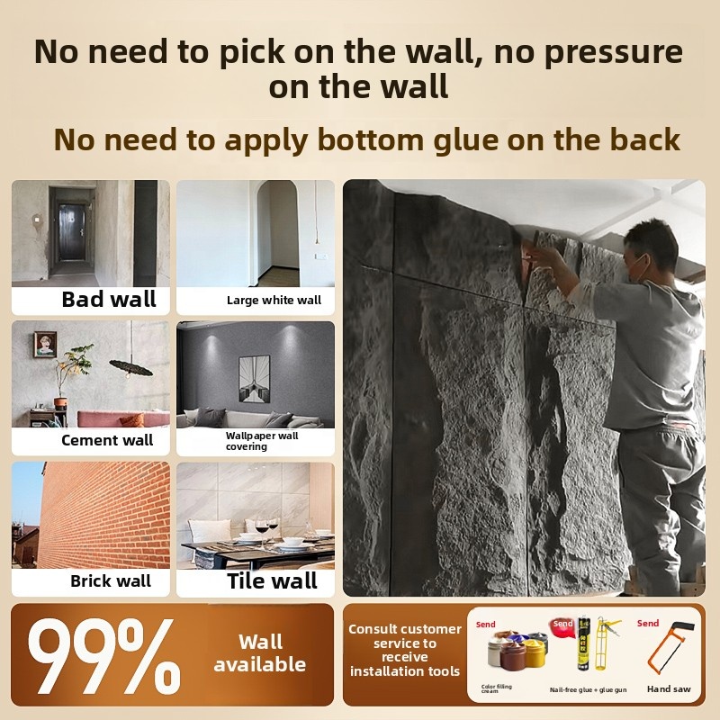Lightweight Mountain Polyurethane Rock Stone 3D Wall Panel Faux PU Rock Stone Veneer Wall Panels Interior &amp; Exterior Decoration