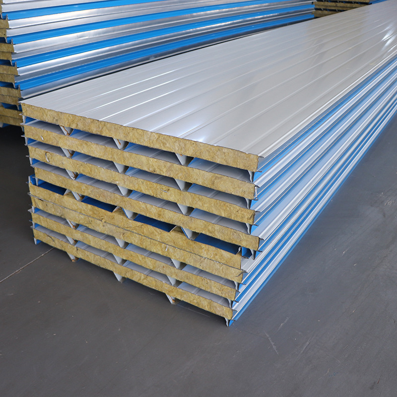 High Density Rock Wool Sandwich Panel Outdoor Wall Insulated Roof Panels Rock Wool Sandwich Board For Exterior