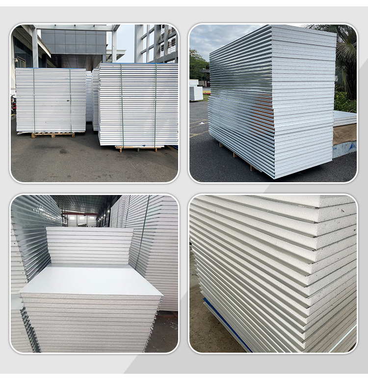 Decorative EPS Insulated Metal Carved Exterior Wall Prefab Industrial Warehouse Container Sandwich Panels