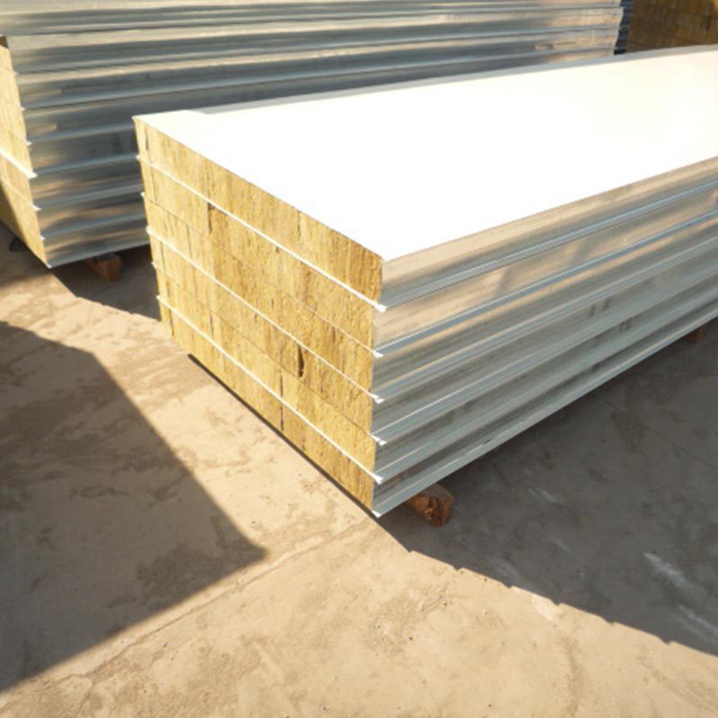 Modern Eco-friendly Fireproof Rock Wool Sandwich Panel 100mm Insulated Sound-proof Wall Panel for Exterior Building Construction