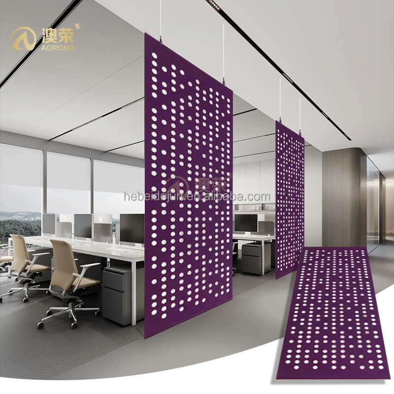 Sliding &amp; Suspended Soundproof Acoustic Divider Partition Hollowed Polyester PET Felt Screen Indoor Acoustic Wall Panels