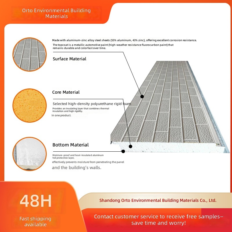 Metal Carved Exterior Wall Thermal Insulation Fireproof Polyurethane Sandwich Panel for XPS External Wall Insulation System