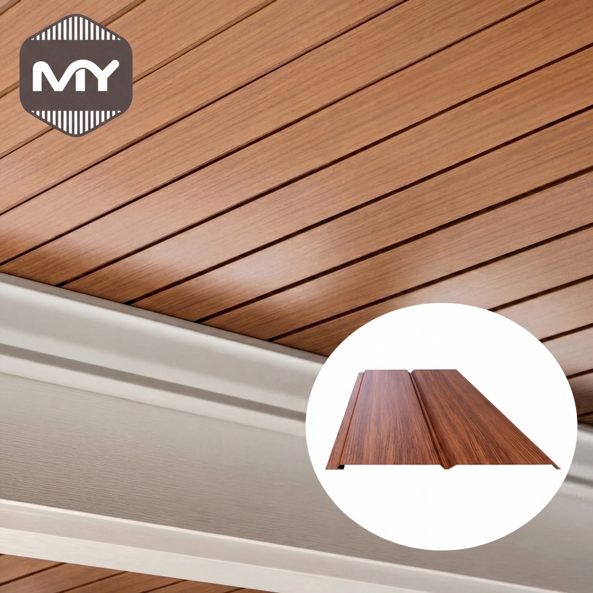 MEIYU Metal Material Vents Insulated Wood Grain Roof Aluminum Soffit Strip Panels For Exterior Ceiling Wall Cladding