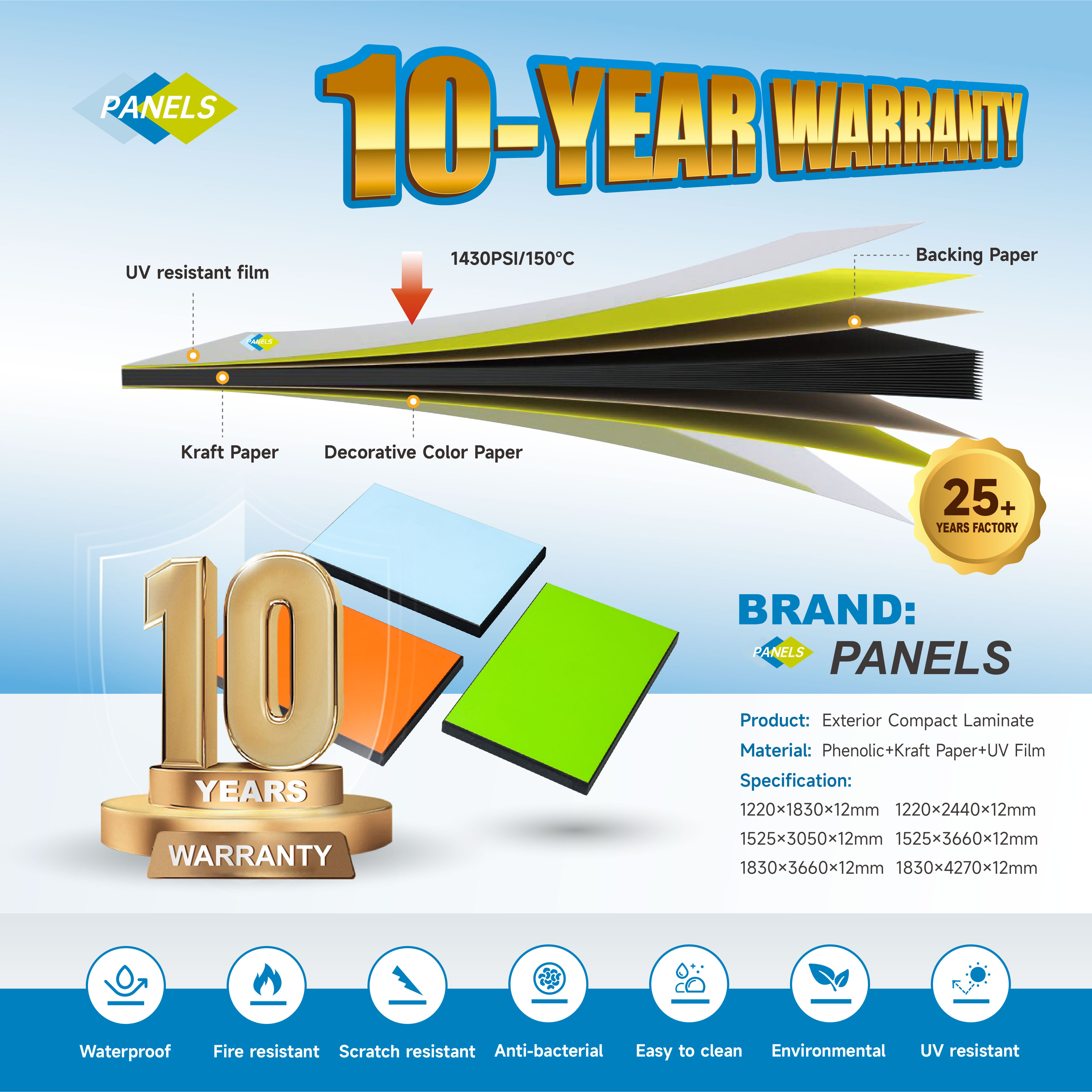 Fireproof Waterproof Exterior Wall Panels UV Resist Phenolic Board Outdoor Facade Cladding Compact Laminate Exterior HPL Panel