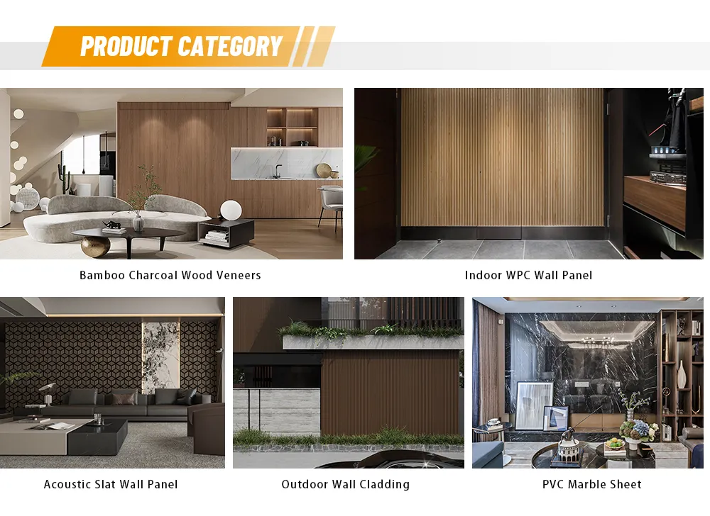 Metal Texture WPC Wall Panel Interior Decoration Bamboo Charcoal Wood Veneer for Indoor