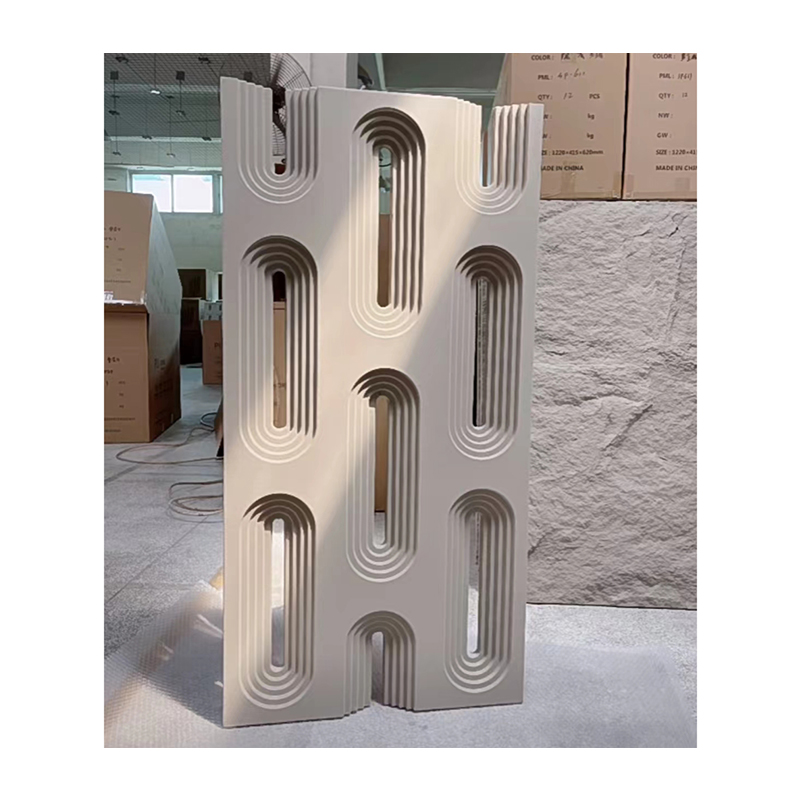 Modern White 3D Single Wall Tiles Durable PU Hollow Panel Hotel Interior Design Durable Artificial Stone Wall Partition