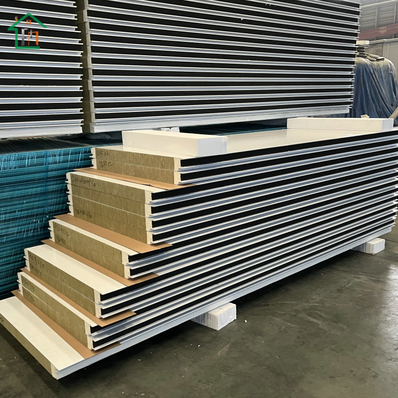 PNS Hot Selling Cold Room Sandwich Panel Partition Ceiling Panel Sandwich PU PIR Rock Wool Glass Wool Core Customized