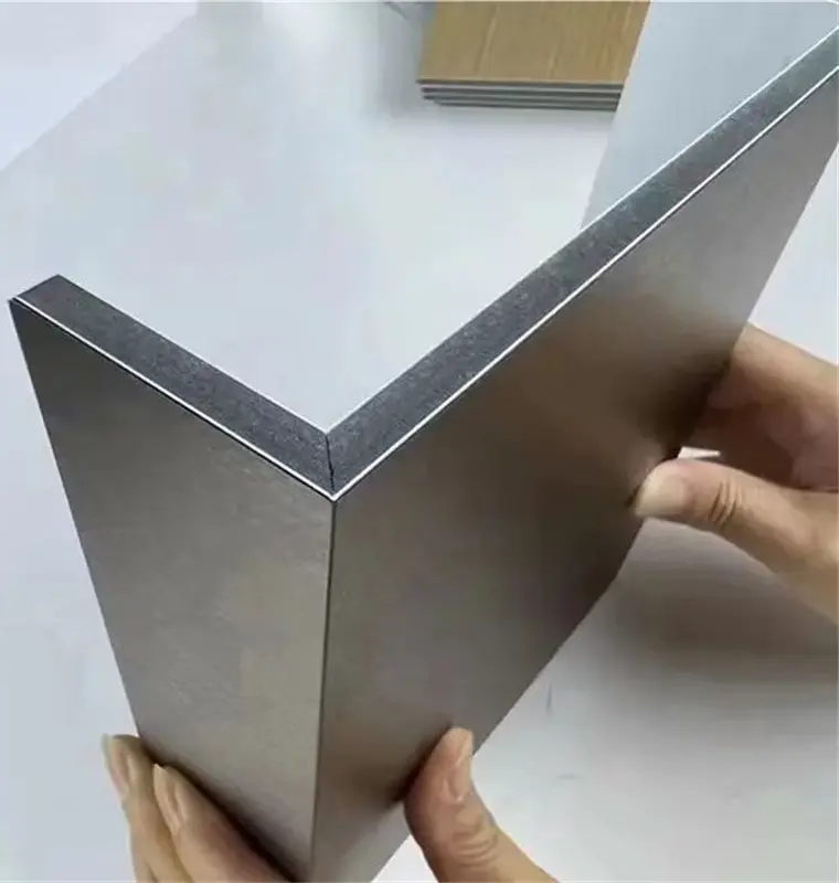 Moder Bamboo Charcoal Wood Veneer Waterproof and Fireproof 5mm 8mm Interior PET Metal Silver Film Carbon Slate Wall Panels