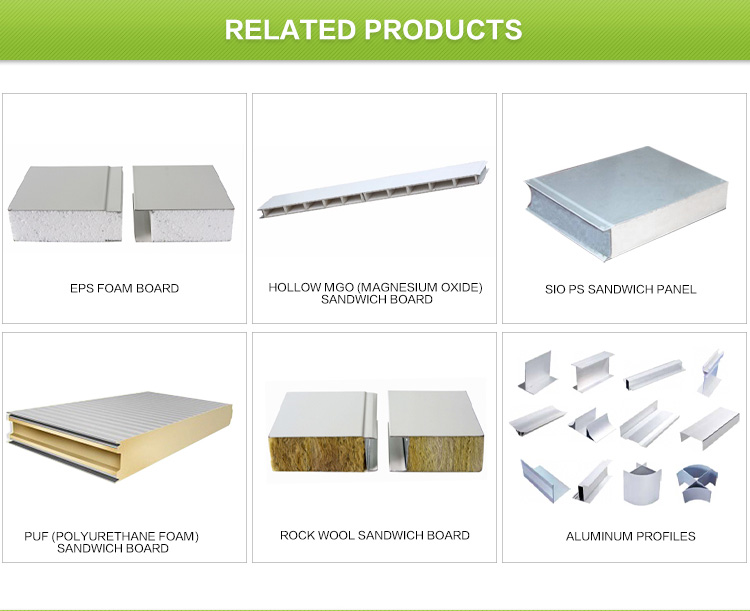 EPS, MgO, Silica Polystyrene, PU, and Mineral Wool Sandwich Panels Collection