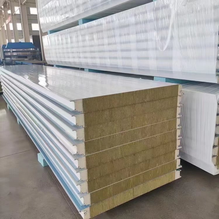 Thermal Exterior Polyurethane Fireproof Heat Insulation Board Rock Wool Insulated Wall Soundproof Sandwich Panels Cold Room 5+