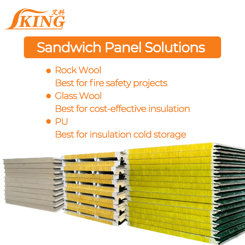 ISOKING Insulated PUF Panel PU Sandwich Panel Suitable for Cold Room Warehouse and Residential Building Roof