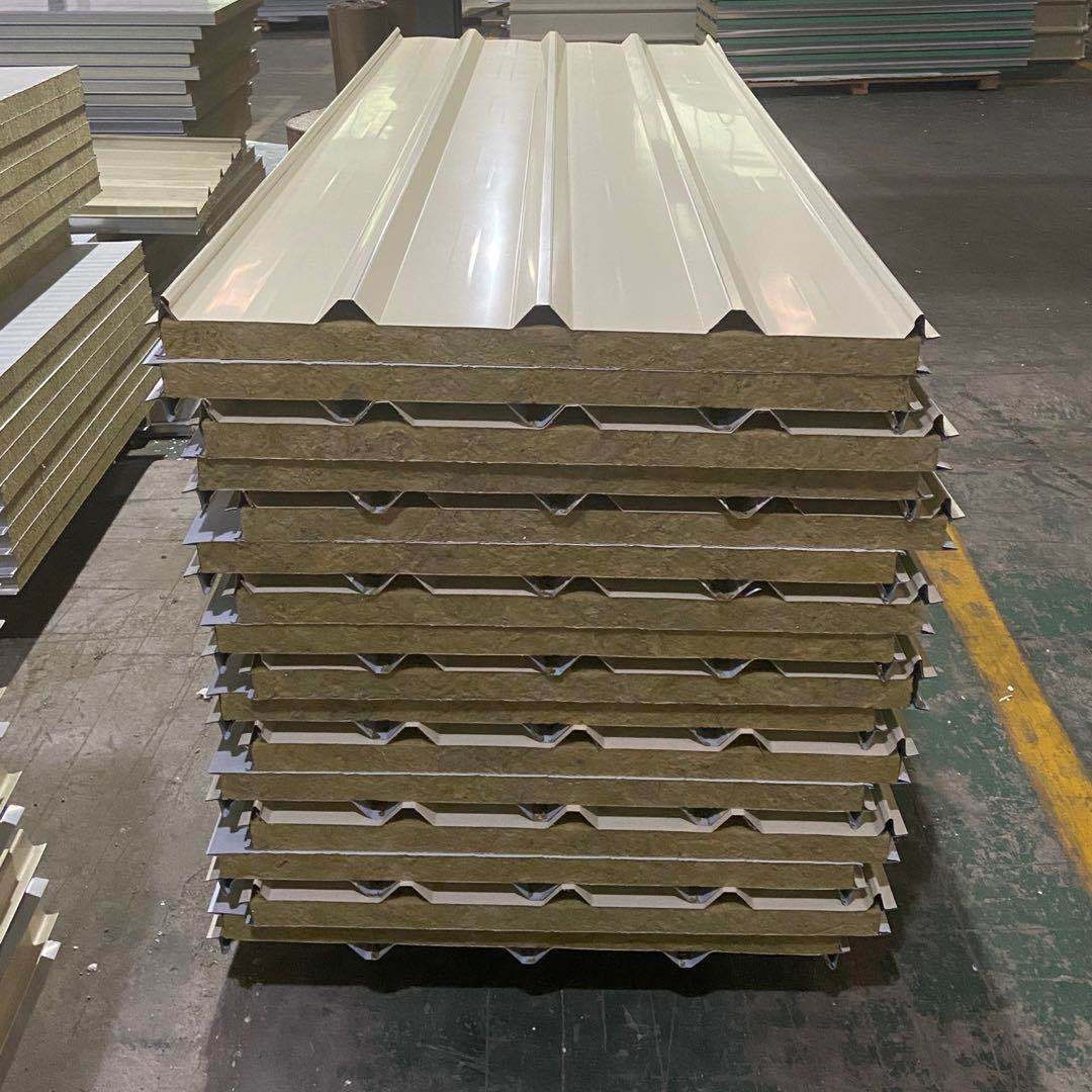 High Density Rock Wool Sandwich Panel Outdoor Wall Insulated Roof Panels Rock Wool Sandwich Board For Exterior