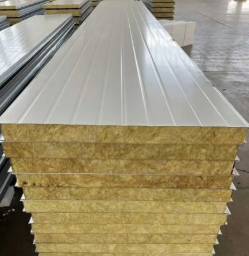 Fireproof Rock Wool Sandwich Roof Panel, Color Steel Insulated Roof Sheet for Warehouse Factory Construction
