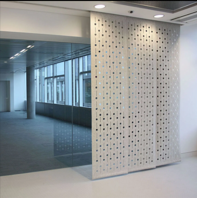 Sliding &amp; Suspended Soundproof Acoustic Divider Partition Hollowed Polyester PET Felt Screen Indoor Acoustic Wall Panels