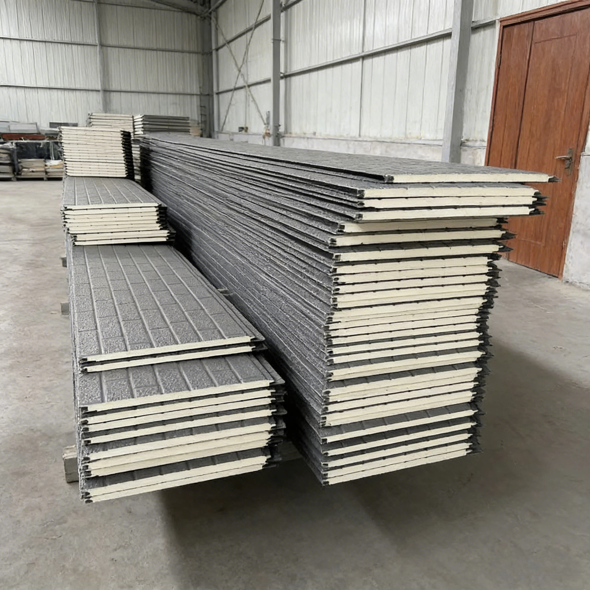 Modern Metal Facade PU Insulation Outdoor Warehouse Exterior Wall EPS Panels Sandwich Panel