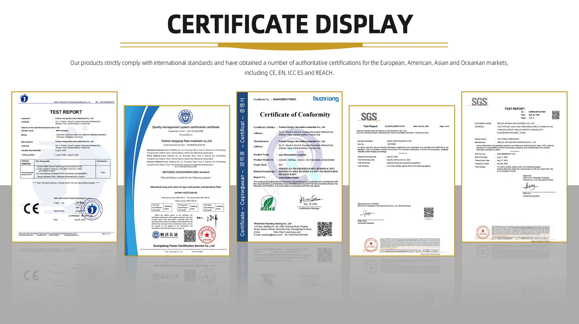 WPC Wall Panel product certifications