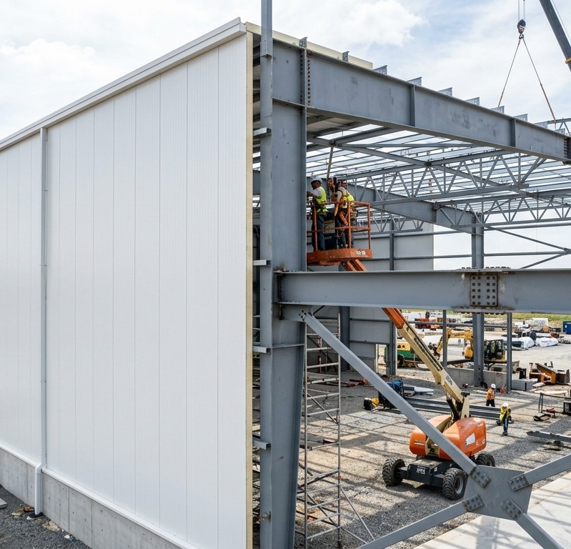 Industrial Portal Frame Steel Structure Cold Room Building PIR Insulated Panels for Vegetables Logistics