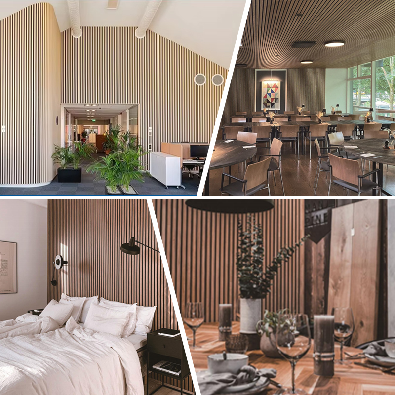 Elegant Interior Natural Wood Veneer Acoustic Panels Acoustic Insulation for Apartment Hotel Decor