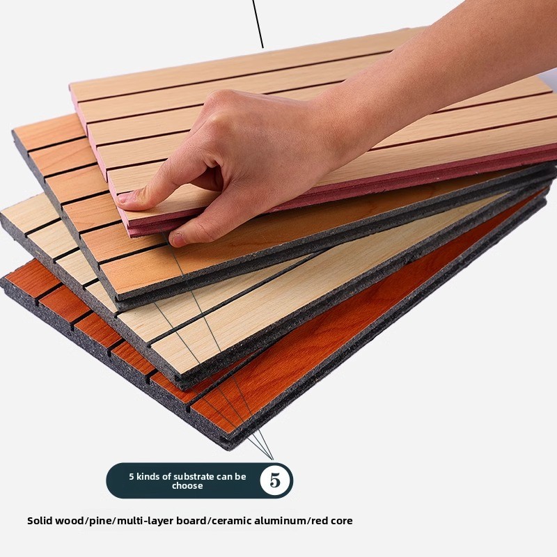 Sound-absorbing Sound Insulation Board Carbonized Wood Flame Retardant Perforated Wall Decoration 25-30dB Noise Reduction