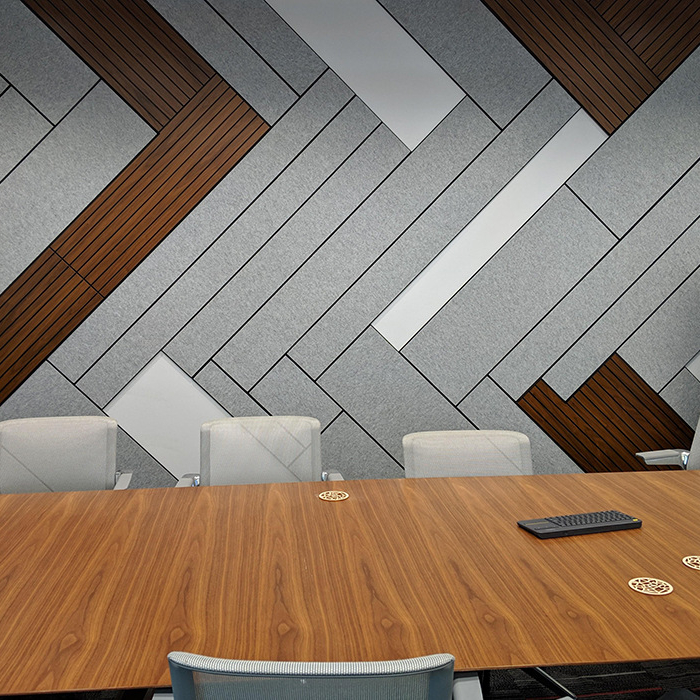 High Density Non-toxic 100% Recycle Material Polyester Acoustic Panel PET Felt Sound Absorbing Ceiling Acoustic PET Panels