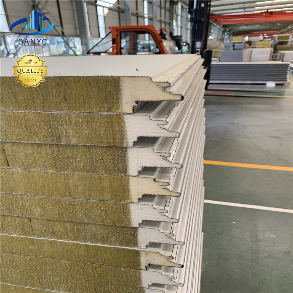 Wholesale Fireproof Thermal Insulated Polyurethane Edge-Sealed Rock Wool Sandwich Panels for Steel Structure Warehouse Wall