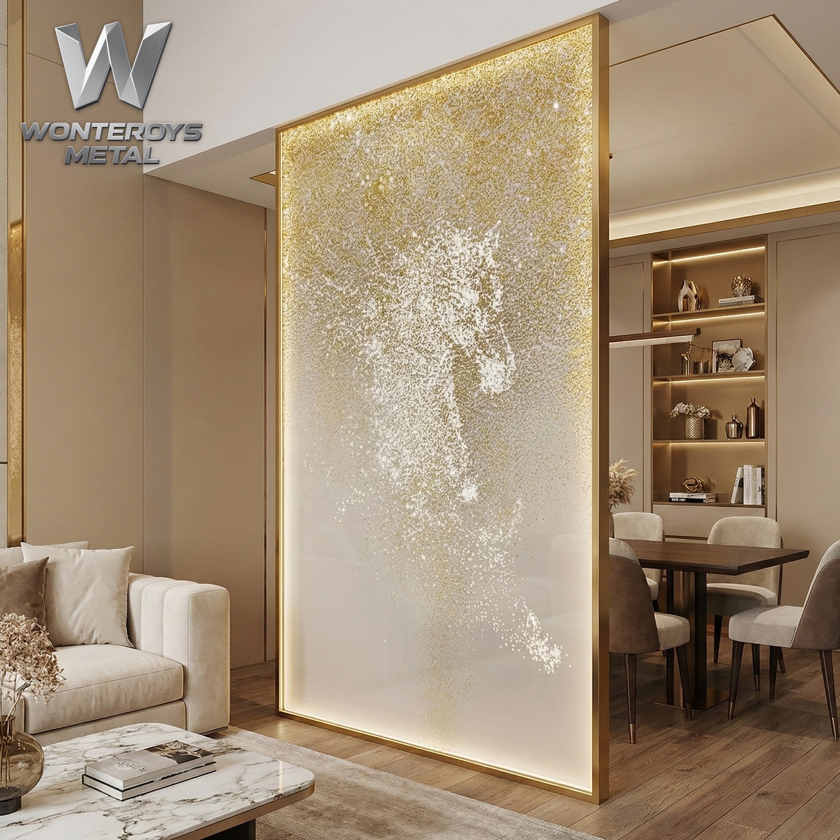 Customized Stainless Steel Frame Structure Screen Partition Wall Divider Laser Cut Art Modern Design for Home Salon Lobby Office