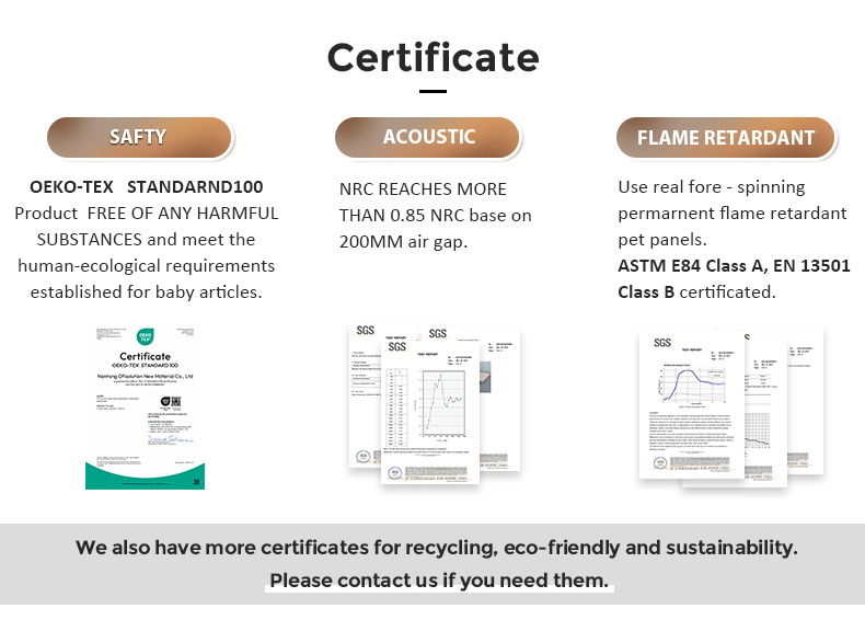 NRC 0.85 - 0.95 Sound Absorbing Polyester Fiber Acoustic Panel ISO 9001 Fireproof Wall Panels Acoustic