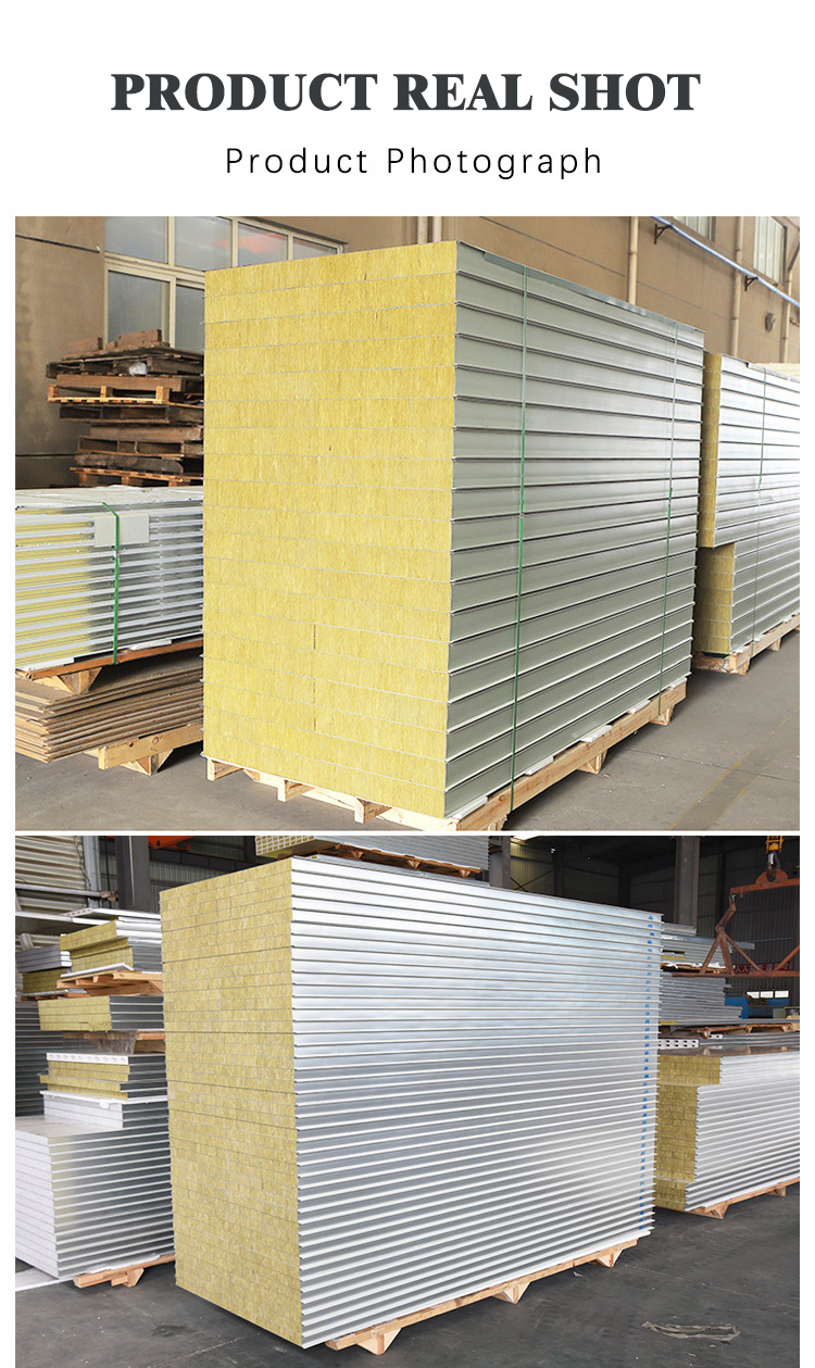 Laboratory Cleanroom Rock Wool Sandwich Panels with Metal Color Steel Roofing for Purification Workshop and Heat Preservation