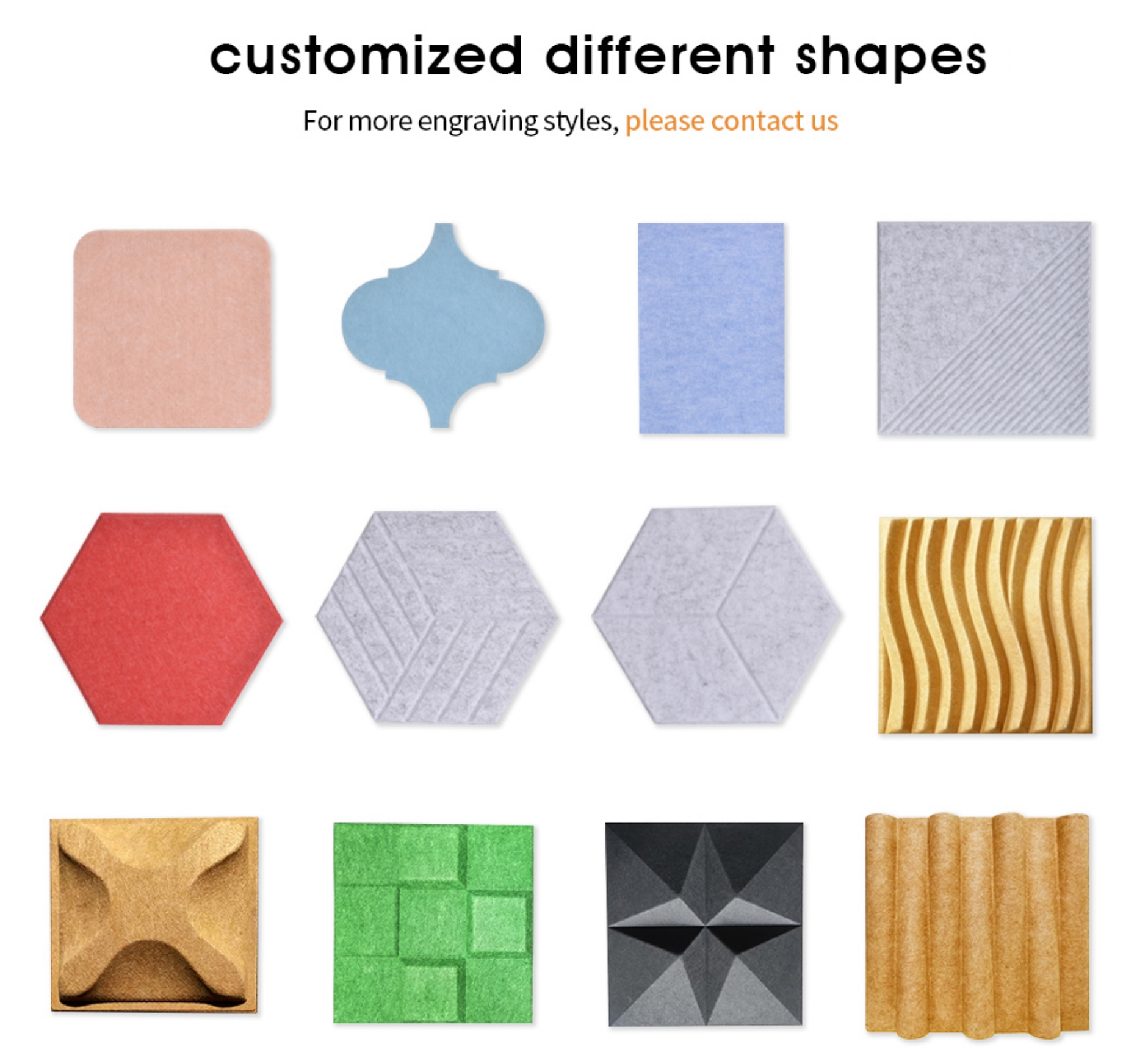Customized Shape Polyester Fiber Soundproof Acoustic Wall Panels Art Engraving Soundproof PET Felt Wall Panels