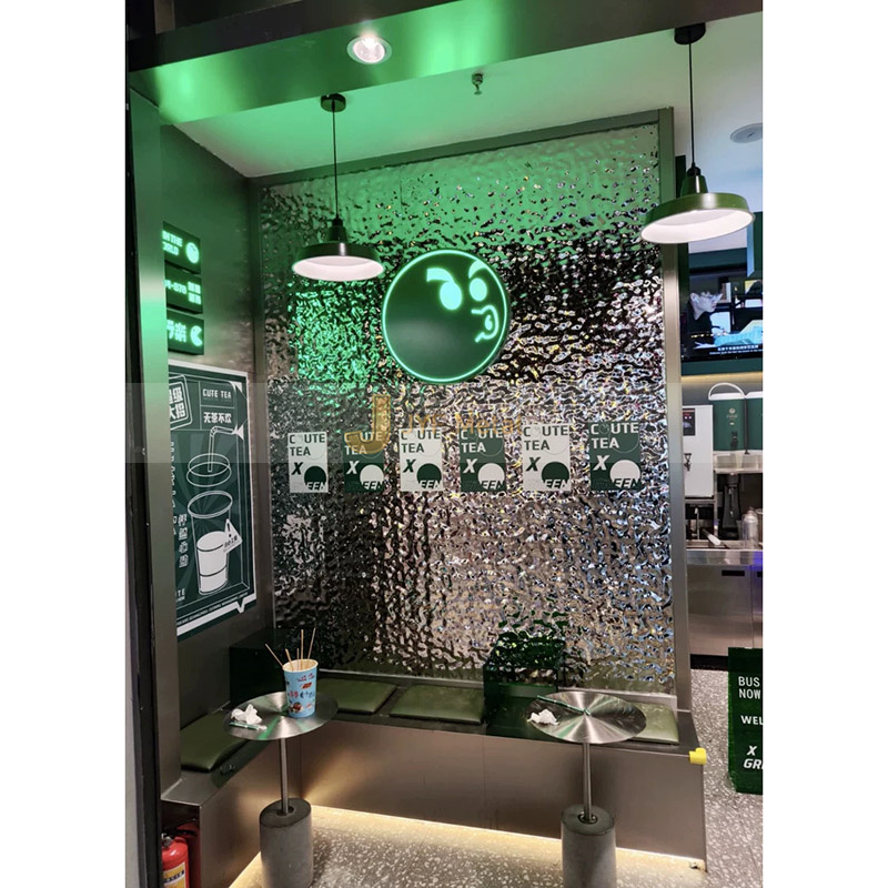 C85 Modern Water Ripple Corrugated Stainless Steel Plate Wall Panel for Lobby Facade Decoration