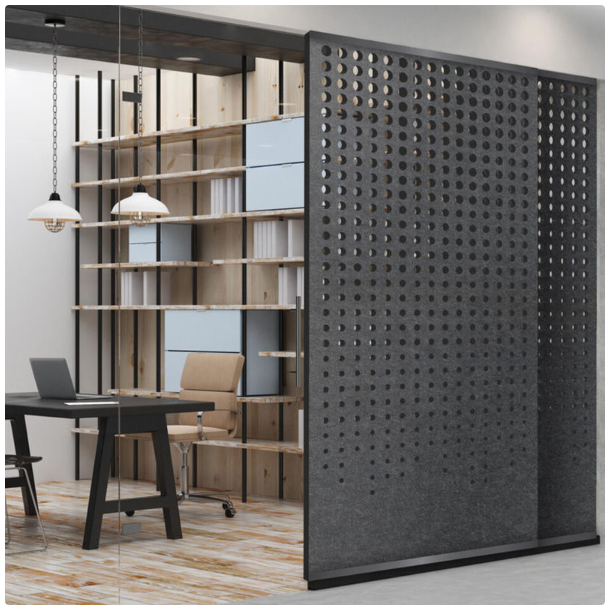 Sliding &amp; Suspended Soundproof Acoustic Divider Partition Hollowed Polyester PET Felt Screen Indoor Acoustic Wall Panels