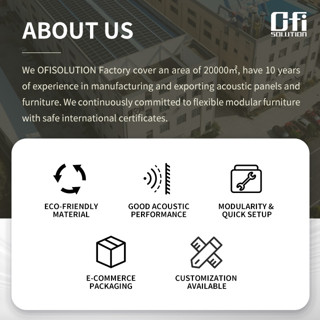 100% Recycle Polyester PET Felt Acoustic Office Partition Panels Portable Polyester Acoustic Room Dividers Sound Proof
