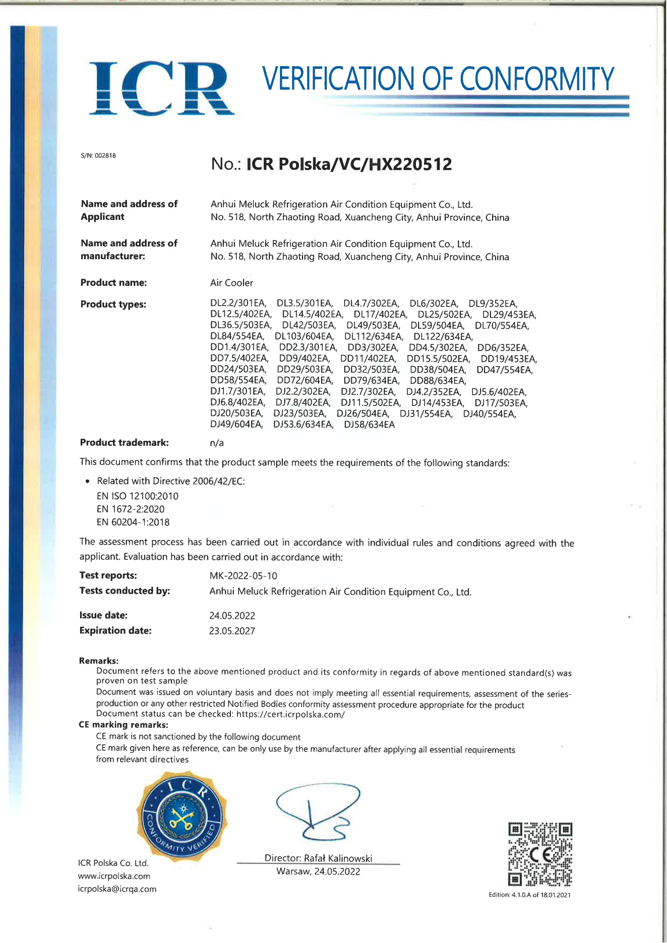 Environmental System Certificate