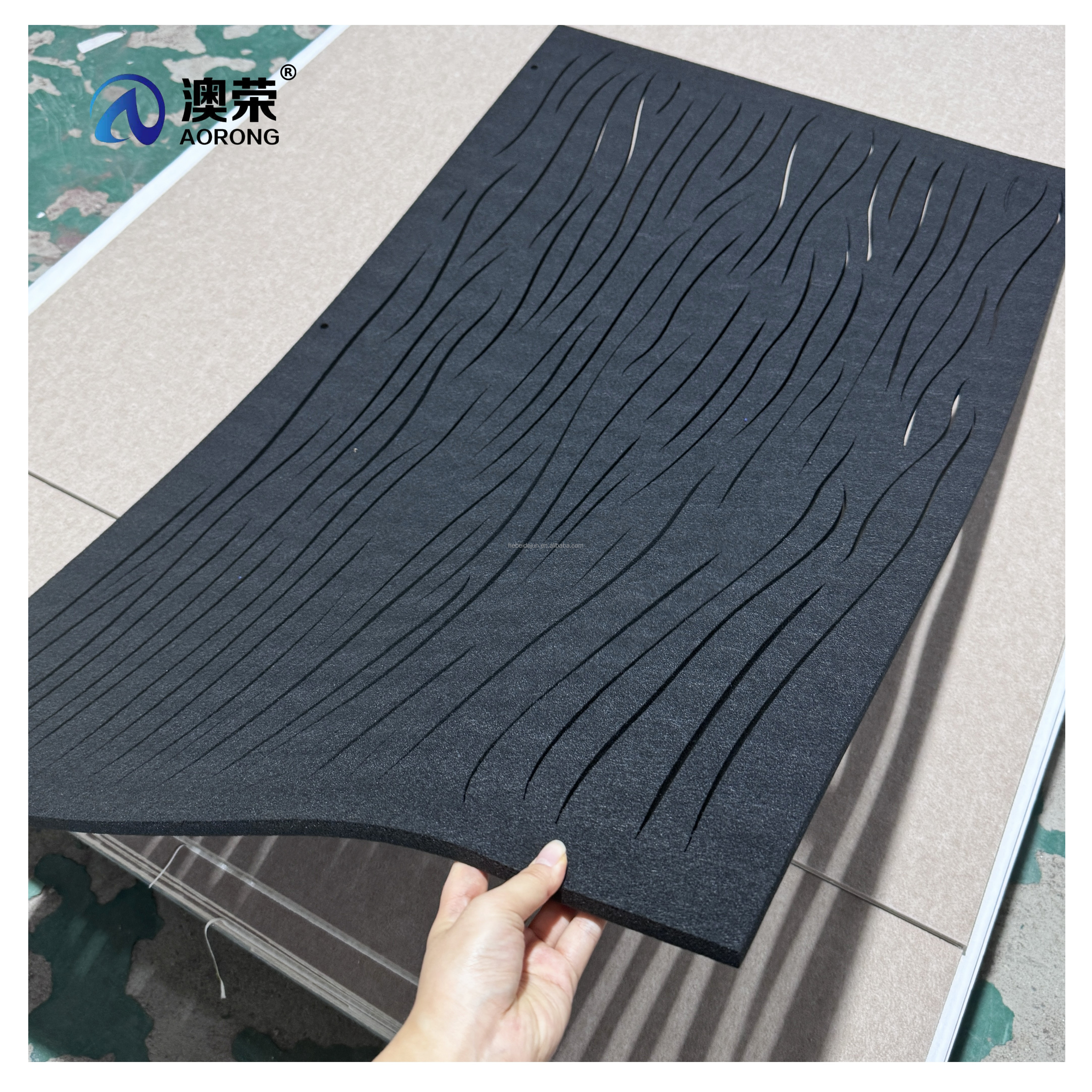 Sliding &amp; Suspended Soundproof Acoustic Divider Partition Hollowed Polyester PET Felt Screen Indoor Acoustic Wall Panels
