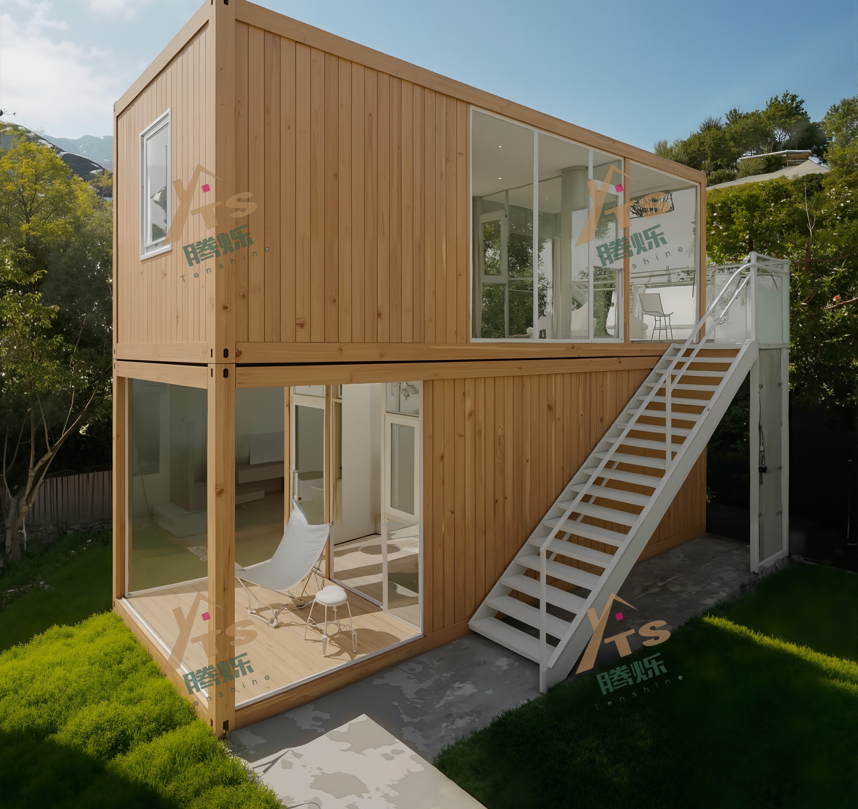 Portable Modular Container Prefab Home Contemporary Ready Stock Flat Pack Sandwich Panel for Living Hotels Villas Shops Wooden
