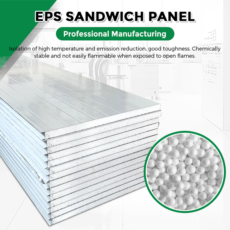 Modern Wall Panels EPS Metal Sandwich Panel Roof Exterior Wall Fence Building Construction Fire Resistant Eco-Friendly Outdoor