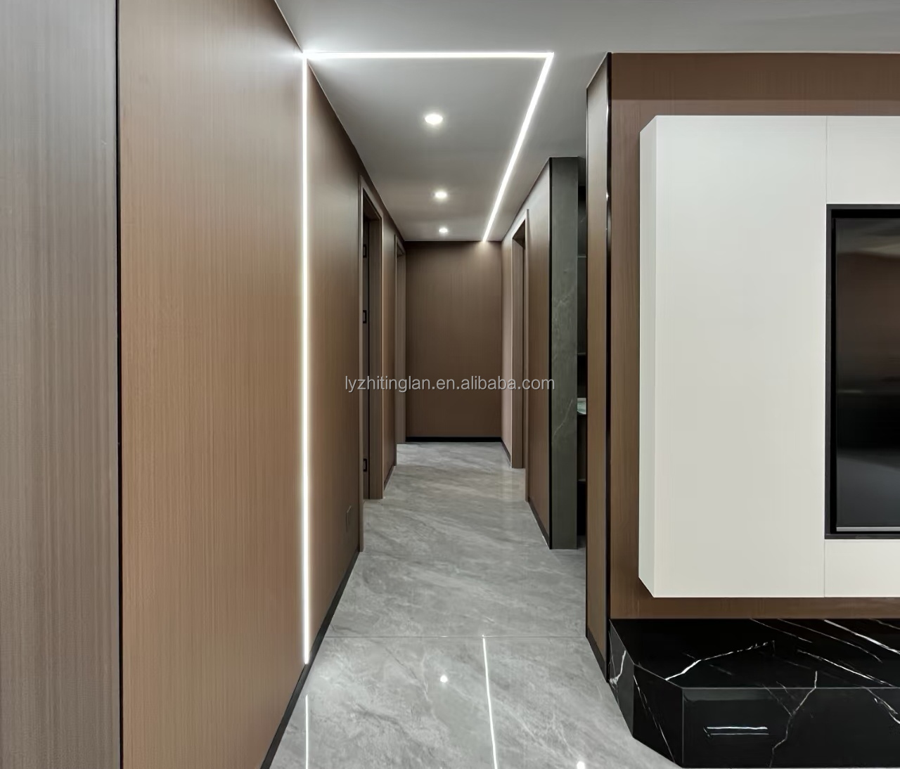 Waterproof and Moisture-proof Bamboo Charcoal Wood Veneer Wall Panels Decorative for Living Room or Hotel Fireproof