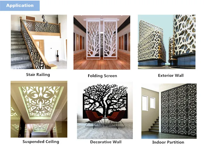 Laser Cut Metal Screens Carving Design Aluminum Panel Decorative Wall Panel