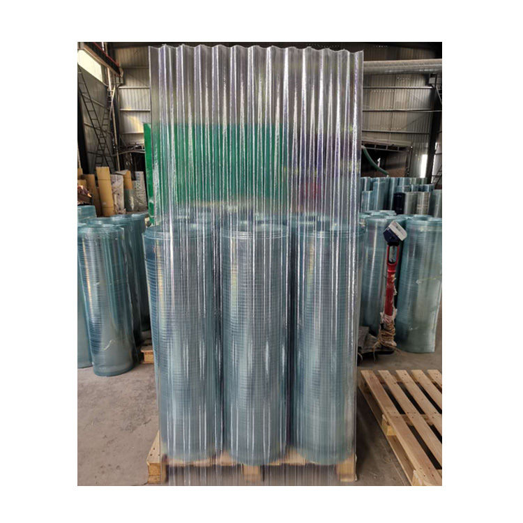 Industrial UV Resistant FRP Trapezoid Wave Roofing Sheets Blue Fiberglass Smooth Grit Finish Mold Technique Cutting Bending